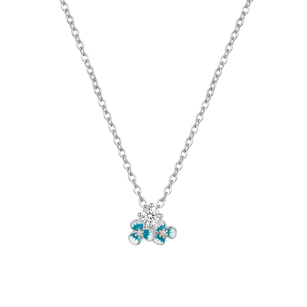 Serelle: Halo Solitaire Drop Pendant Necklace in 925 Sterling Silver