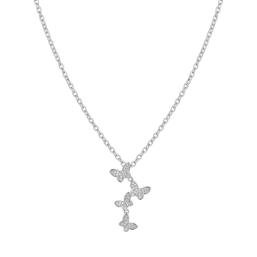 Graceful Cascading Butterfly Silver Chain