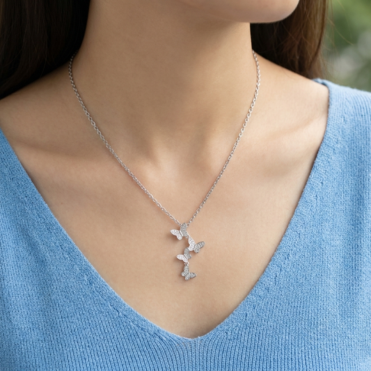 Graceful Cascading Butterfly Silver Chain in 925 Sterling Silver