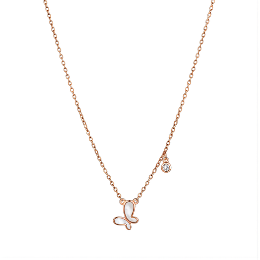 Rose Gold Mother-of-Pearl Butterfly Chain