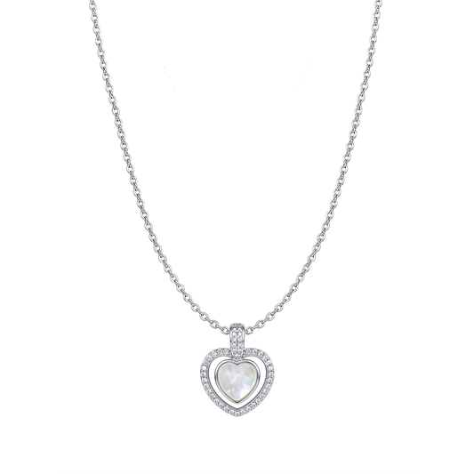 Elegant Mother-of-Pearl Heart Chain