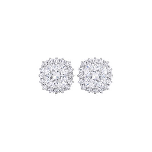 Classic Cushion Cut Halo Stud Earrings