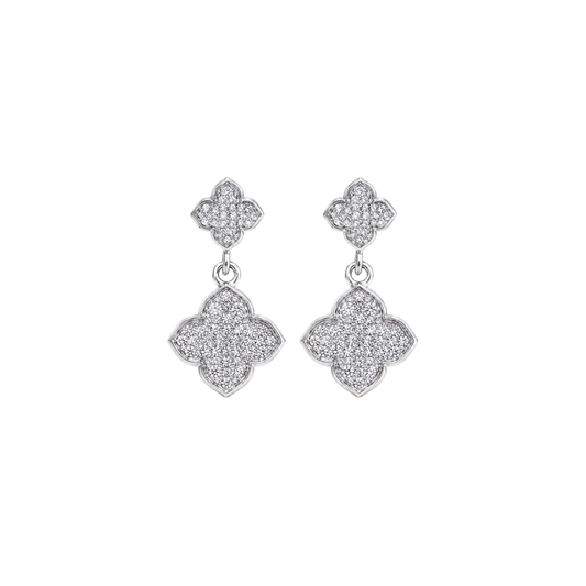 Elegant Clover Dangle Diamond Earrings