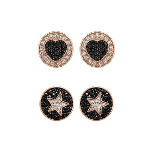 Celestial Black Pave Star Stud Earrings