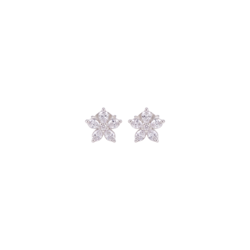 Dainty Floral Cluster Diamond Stud Earrings
