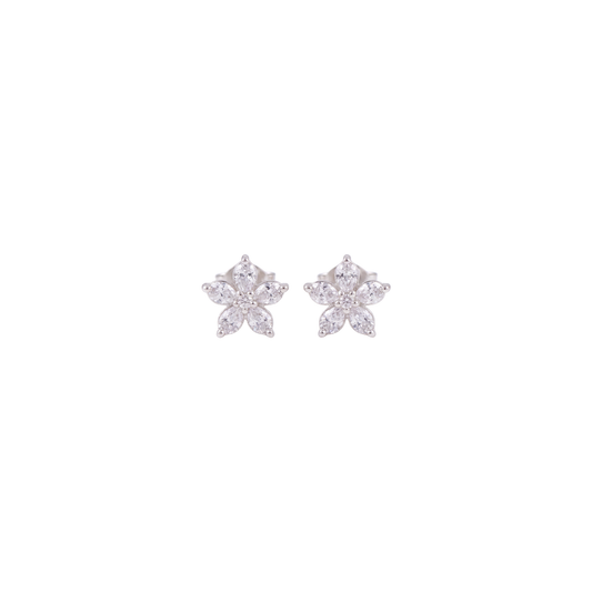 Dainty Floral Cluster Diamond Stud Earrings