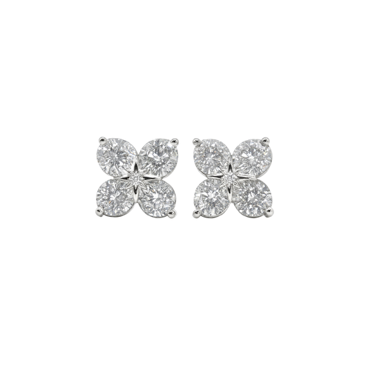 Four Leaf Clover Diamond Cluster Earrings