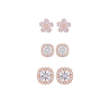 Rose Gold Cushion Cut Halo Earrings