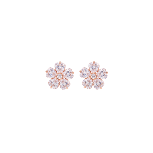 Rose Gold Cushion Cut Halo Earrings
