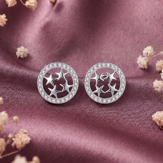Trinity: Baguette Crystal Stud Earrings in 925 Sterling Silver