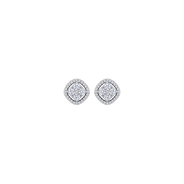 Stellar: Cushion Cluster Stud Earrings in 925 Sterling Silver