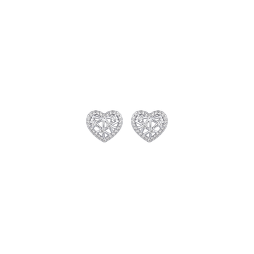 Sweetheart: Openwork Heart Stud Earrings in Sterling Silver