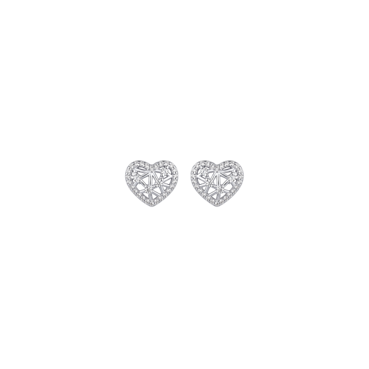Sweetheart: Openwork Heart Stud Earrings in Sterling Silver