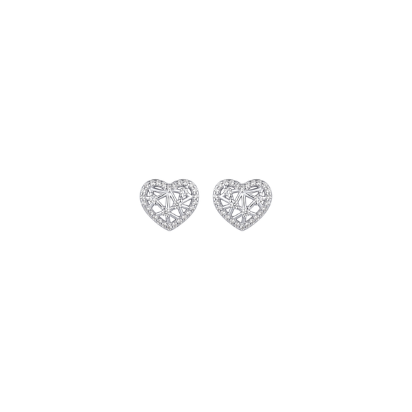Sweetheart: Openwork Heart Stud Earrings in 925 Sterling Silver