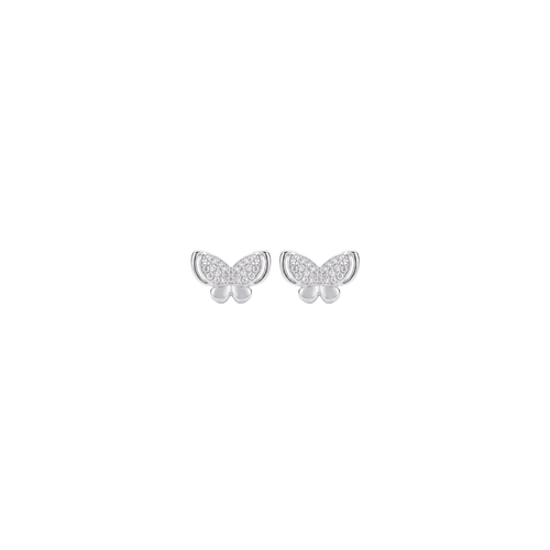 Little Wings: Crystal Butterfly Stud Earrings in 925 Sterling Silver