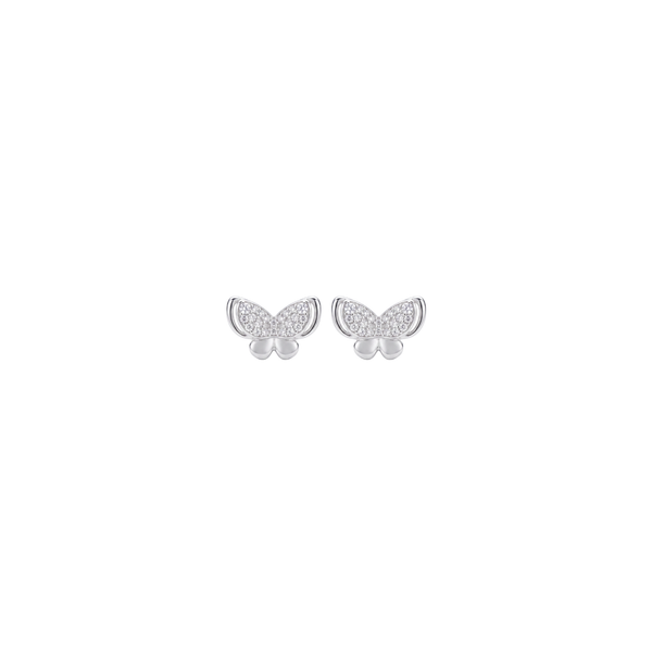 Little Wings: Crystal Butterfly Stud Earrings in 925 Sterling Silver