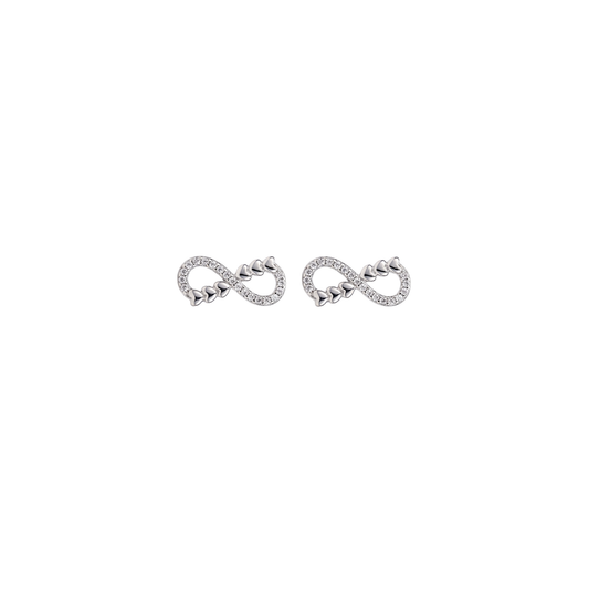 Infiora: Infinity Heart Stud Earrings in Sterling Silver