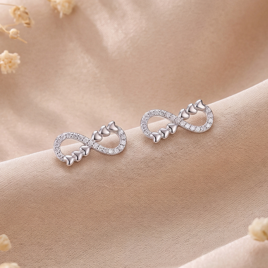 Infiora: Infinity Heart Stud Earrings in Sterling Silver