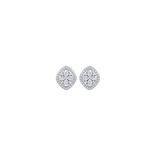 Liora: Floral Halo Stud Earrings in Sterling Silver