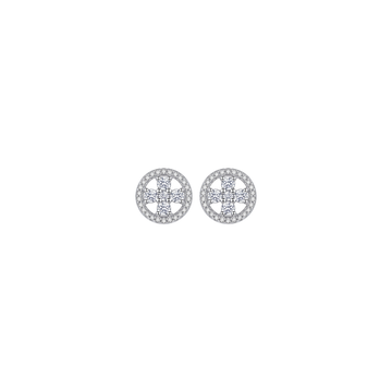 Corvelle: Pave Circle Stud Earrings in Sterling Silver