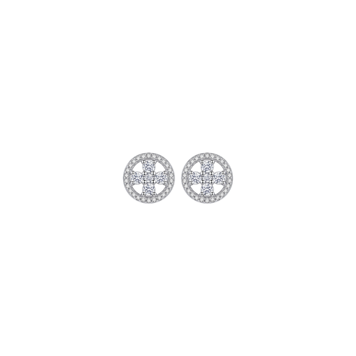 Corvelle: Pave Circle Stud Earrings in 925 Sterling Silver