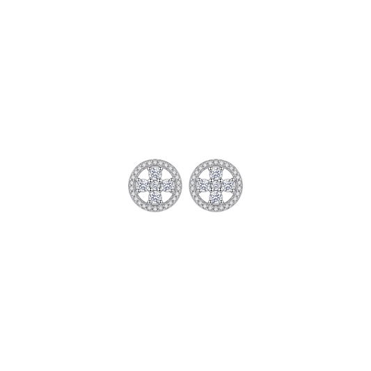 Corvelle: Pave Circle Stud Earrings in Sterling Silver