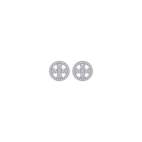 Corvelle: Pave Circle Stud Earrings in 925 Sterling Silver