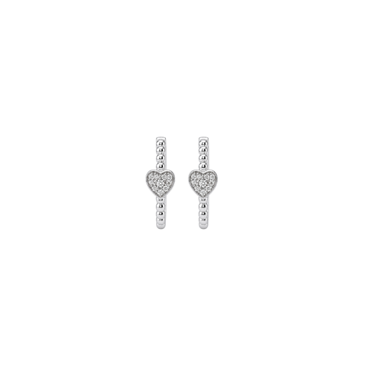 Dainty Heart Charm Huggie Hoops Earrings