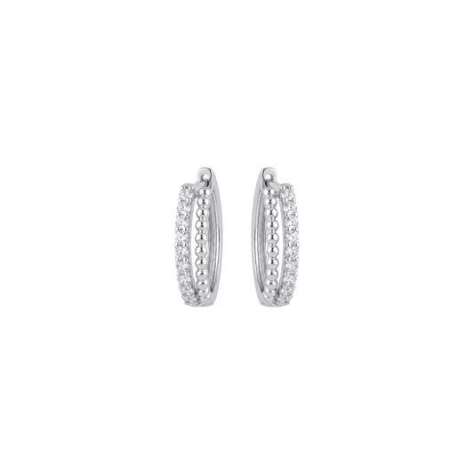 Dual-Band Beaded Pave Hoop Earrings