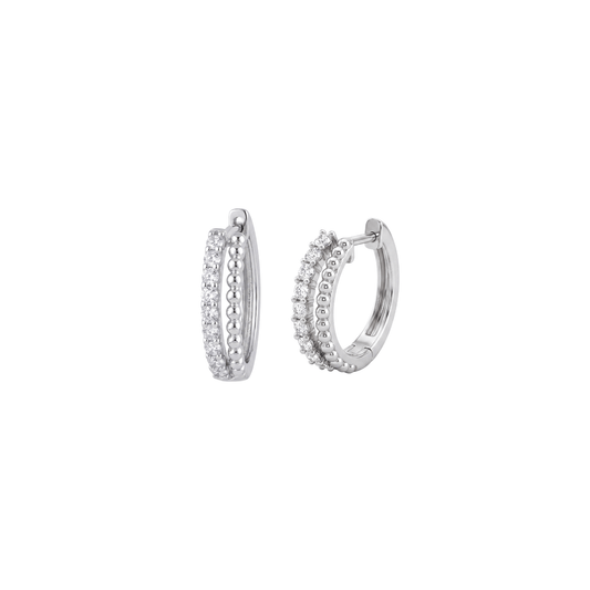 Dual-Band Beaded Pave Hoop Earrings