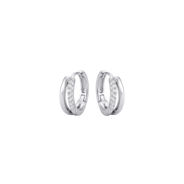 Aveline: Pave Hoop Earrings in Sterling Silver