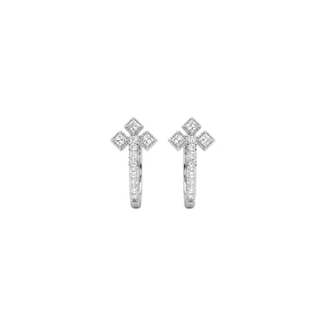 Tria: Geometric Pavé Huggie Earrings in 925 Sterling Silver