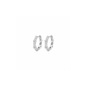 Unison: Pave Link Hoop Earrings in Sterling Silver