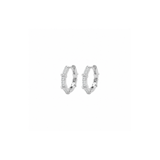 Unison: Pave Link Hoop Earrings in 925 Sterling Silver