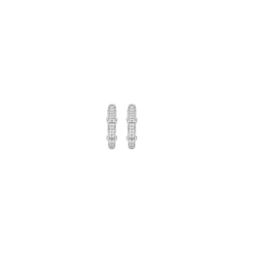 Unison: Pave Link Hoop Earrings in 925 Sterling Silver