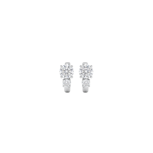 Elegant Two-Stone Diamond Huggie Hoop Earrings
