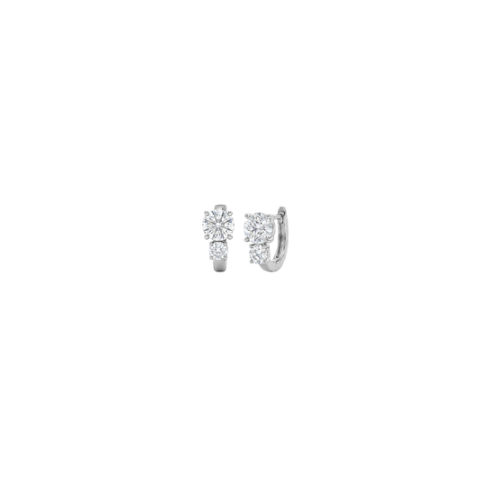 Elegant Two-Stone Diamond Huggie Hoop Earrings