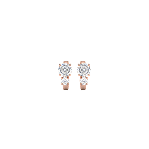 Affinity: Two Stone Crystal Stud Earrings in 925 Sterling Silver with Rose Gold Vermeil