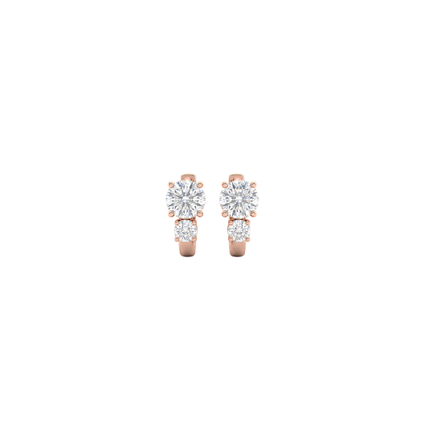 Affinity: Two Stone Crystal Stud Earrings in 925 Sterling Silver with Rose Gold Vermeil