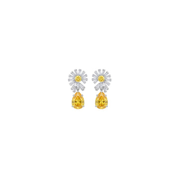 Sunstruck: Yellow Stone Drop Earrings in 925 Sterling Silver
