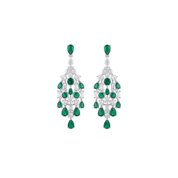 Imperial Green: Emerald Crystal Drop Earrings in 925 Sterling Silver