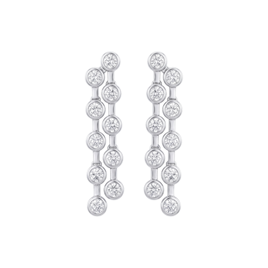 Cascading Bezel-Set Diamond Drop Earrings