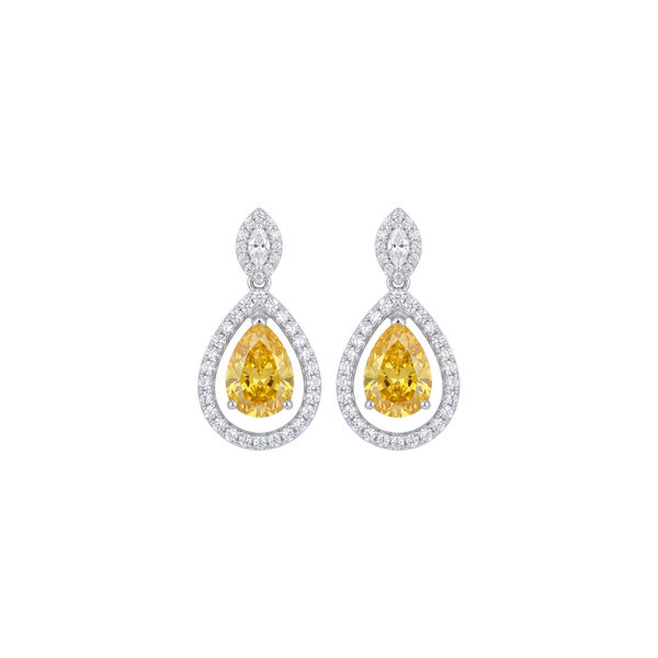 Soléane: Citrine Drop Earrings in 925 Sterling Silver