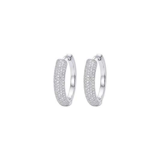 Classic Pave Diamond Huggie Hoop Earrings