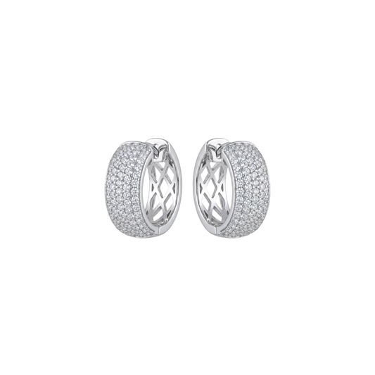 Glitzy Pave Lattice Huggie Hoop Earrings