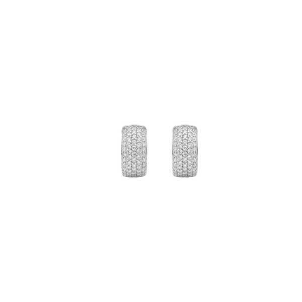 Crystal Cocoon: Pavé Huggie Hoop Earrings in 925 Sterling Silver