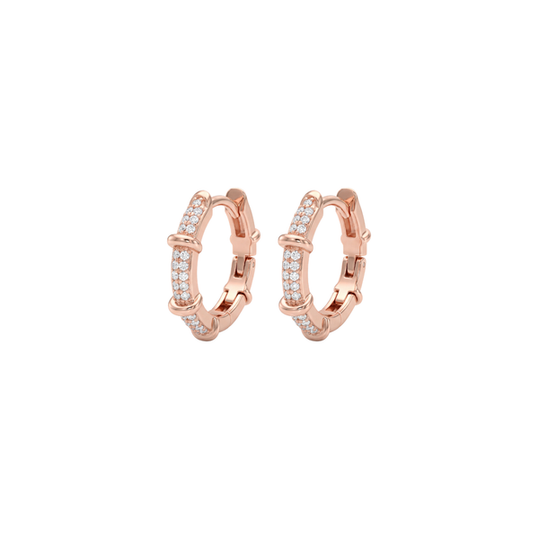 Rosé Embrace: Rose Gold Pavé Hoop Earrings in 925 Sterling Silver