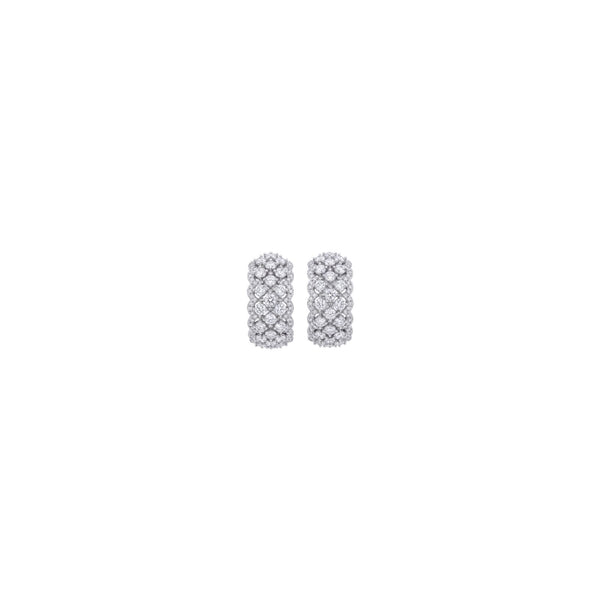 Duchesse: Interwoven Pavé Huggie Earrings in 925 Sterling Silver