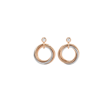 Entwine: Dual-Tone Interlocking Circle Drop Earrings in Sterling Silver