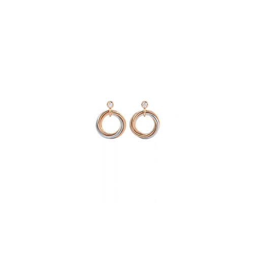Entwine: Dual-Tone Interlocking Circle Drop Earrings in 925 Sterling Silver